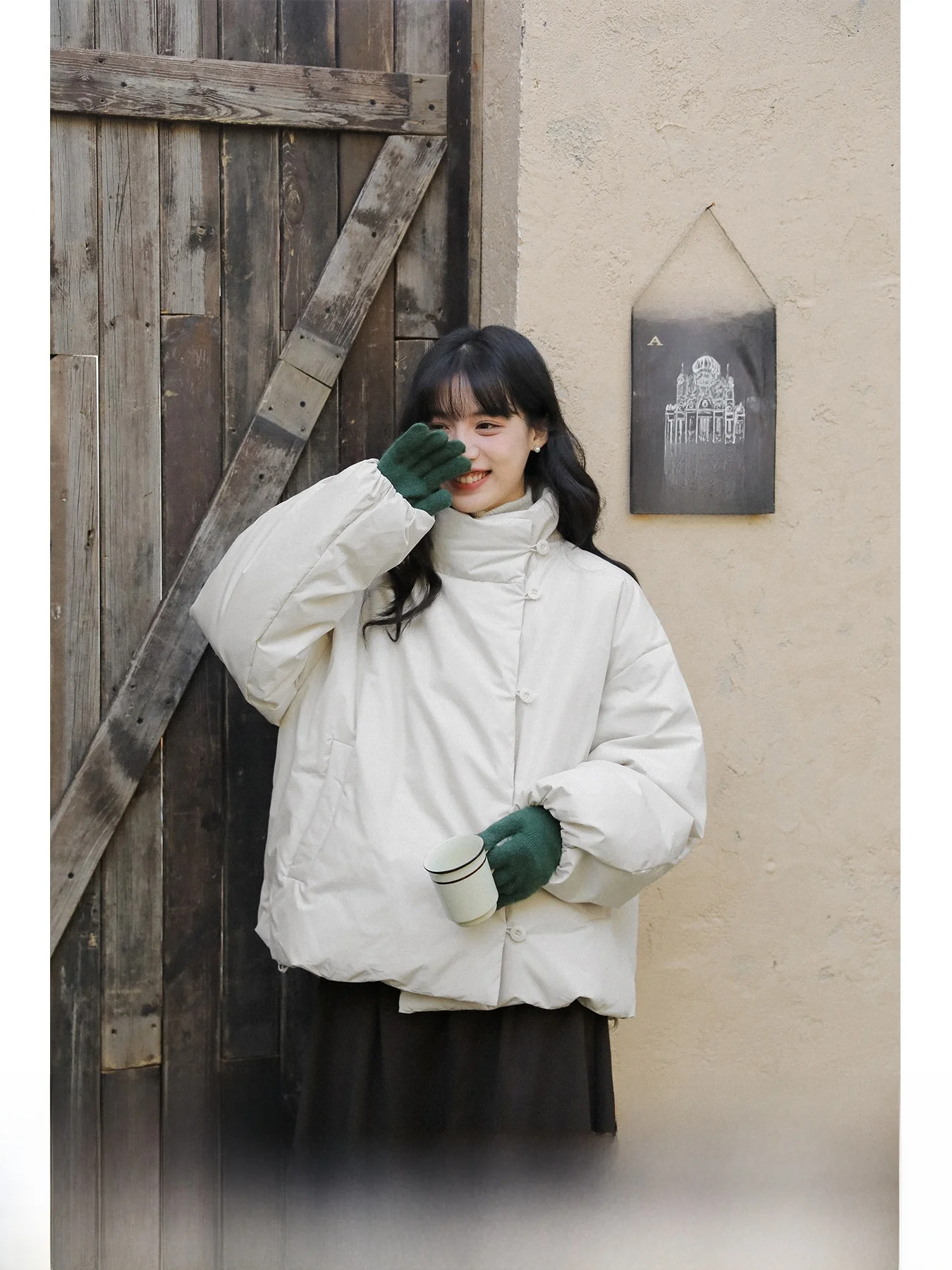 

Lightweight ort Goose down Jaet Women's Winter Coat Snow Time Rollup Warm Straight Cut Cotton Blend Long Sve Button up