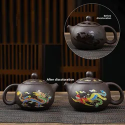 200ml Yixing Purple Clay Teapot High Temperature Discoloration Xishi Tea Pot Black Mud Beauty Filter Kettle Zisha Tea Infuser