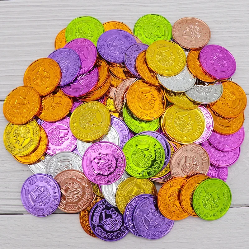 10/25/50 قطعة البلاستيك القراصنة عملة مهرج نمط الاطفال حفلة وهمية الكنز مهرجان حفلة هدية عيد ميلاد الأطفال عملة ذهبية اللعب
