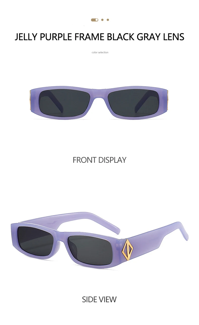 Neue schmale quadratische Sonnenbrille im modischen Stil, PC-Material, goldene Logo-Dekoration, trendiger Streetstyle, Unisex-Sonnenbrille 5378 – Detail 17
