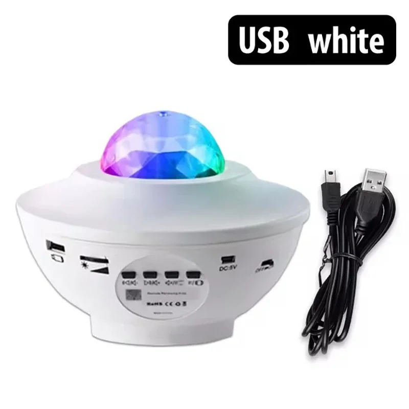 Star  Projector Starry Sky Night Light Ocean Wave Music Player Remote Projection Rotating Lamp   Bedroom Gifts