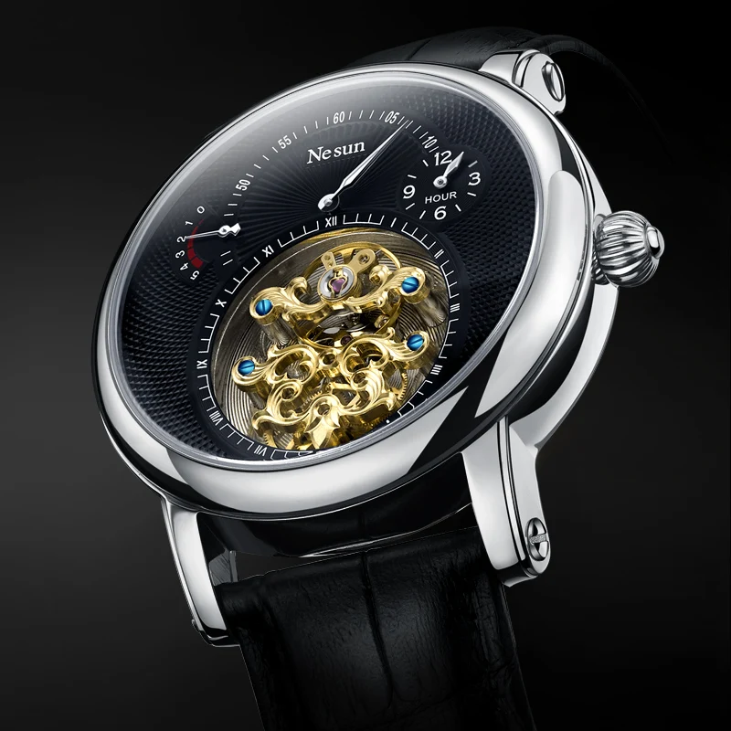 NESUN automatic mechanical men's watch, multi-functional luminous stainless steel classic business men's watch