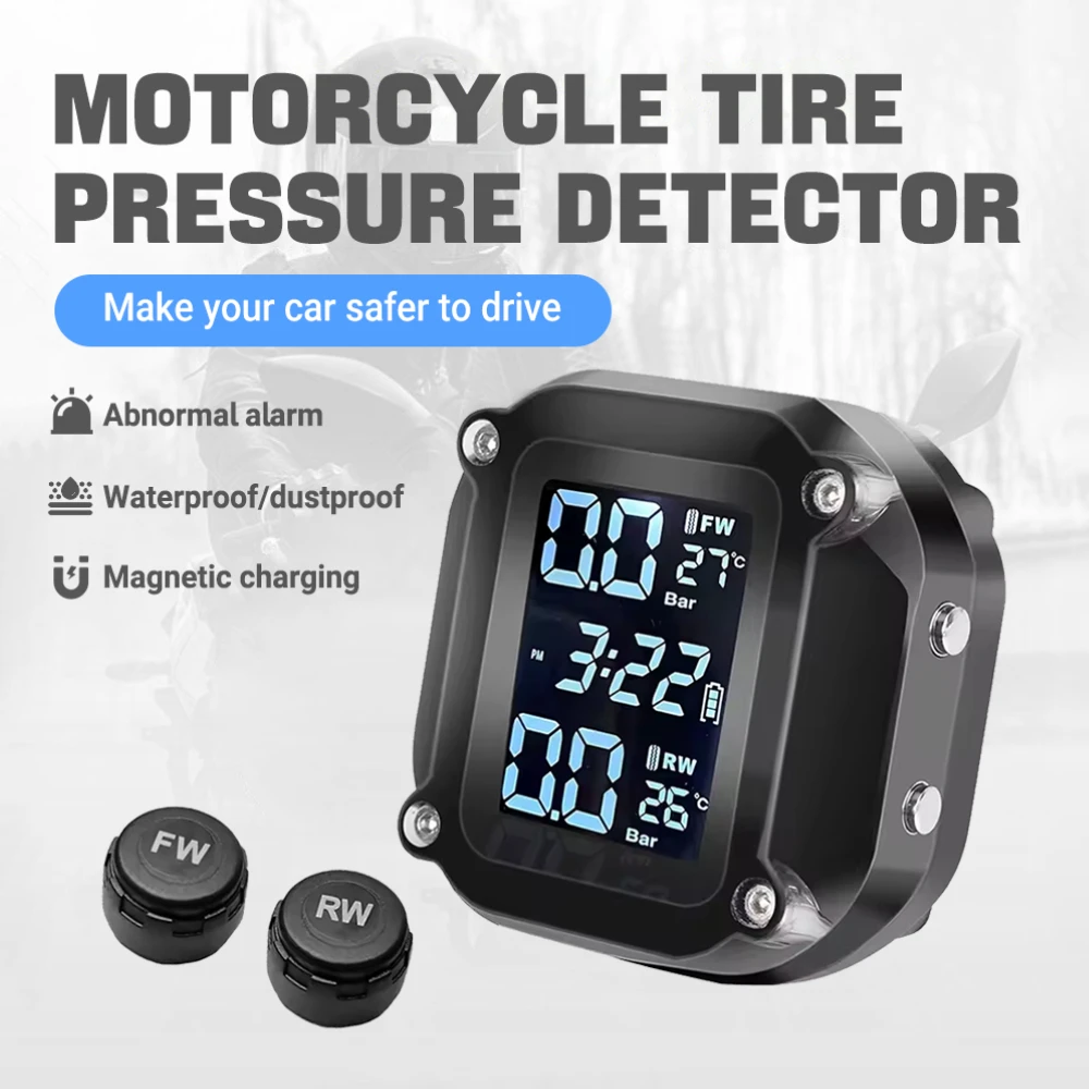 

M5 Motorcycle TPMS with Wireless LCD Display and Dual External Sensors High Precision Real Time Tire Pressure Monitoring System