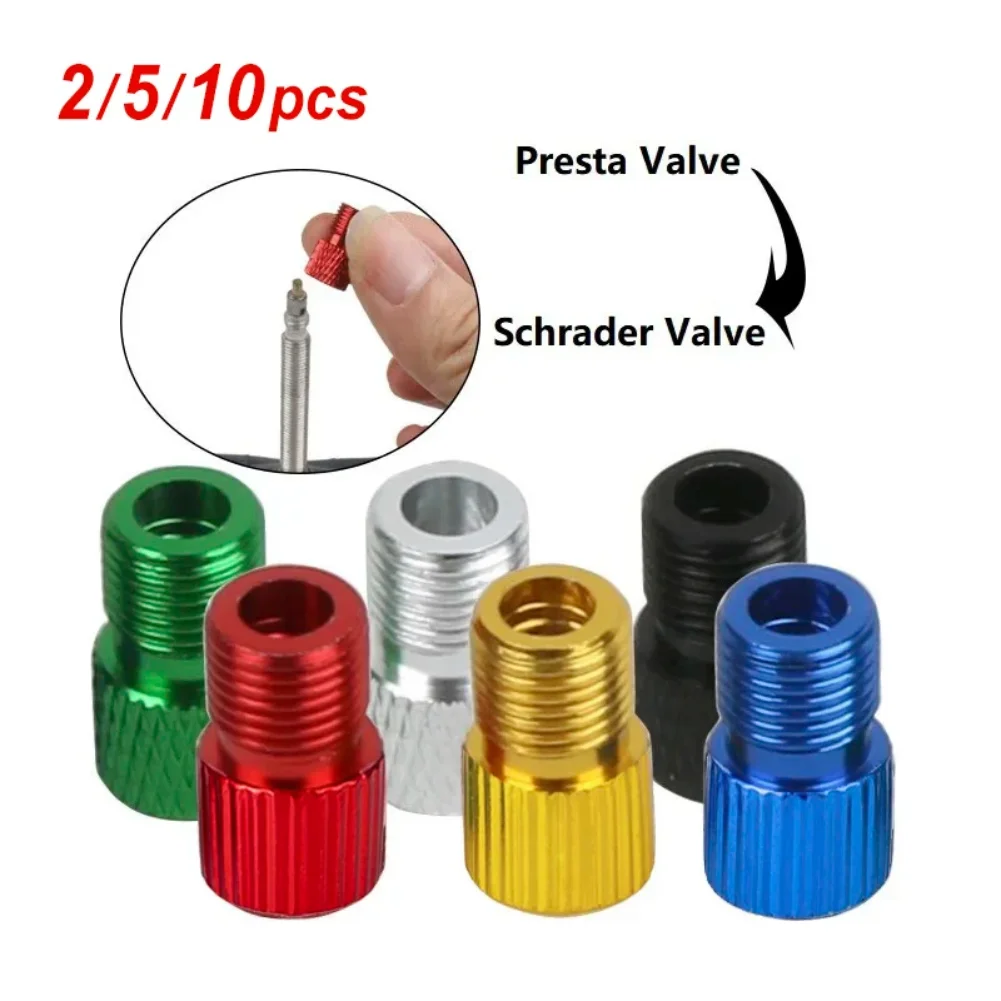 

2/5/10PCS Aluminum Alloy Bike Valve Adapter Convert Presta To Schrader Valve Bicycle Pump Air Nozzle Tube Bicycle Tools