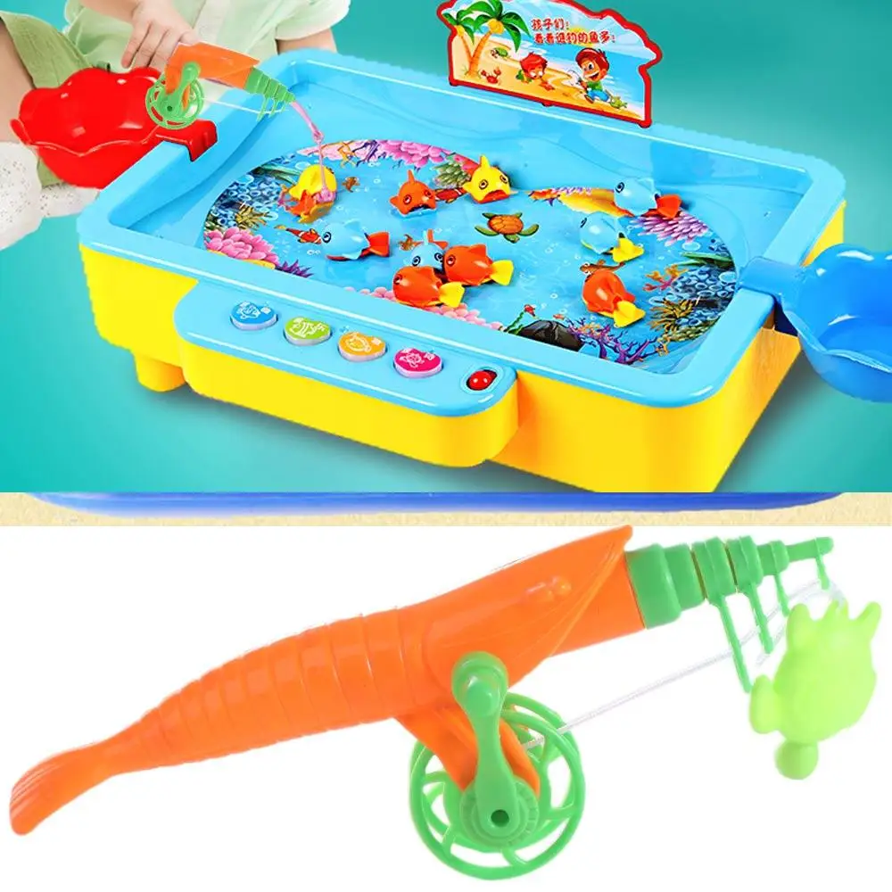 Boys and Girls Magnetic Kids Fishing Rod Magnet Hooks Fishing Poles Fish Model Toy Retractable Plastic Fishing Toy Educational