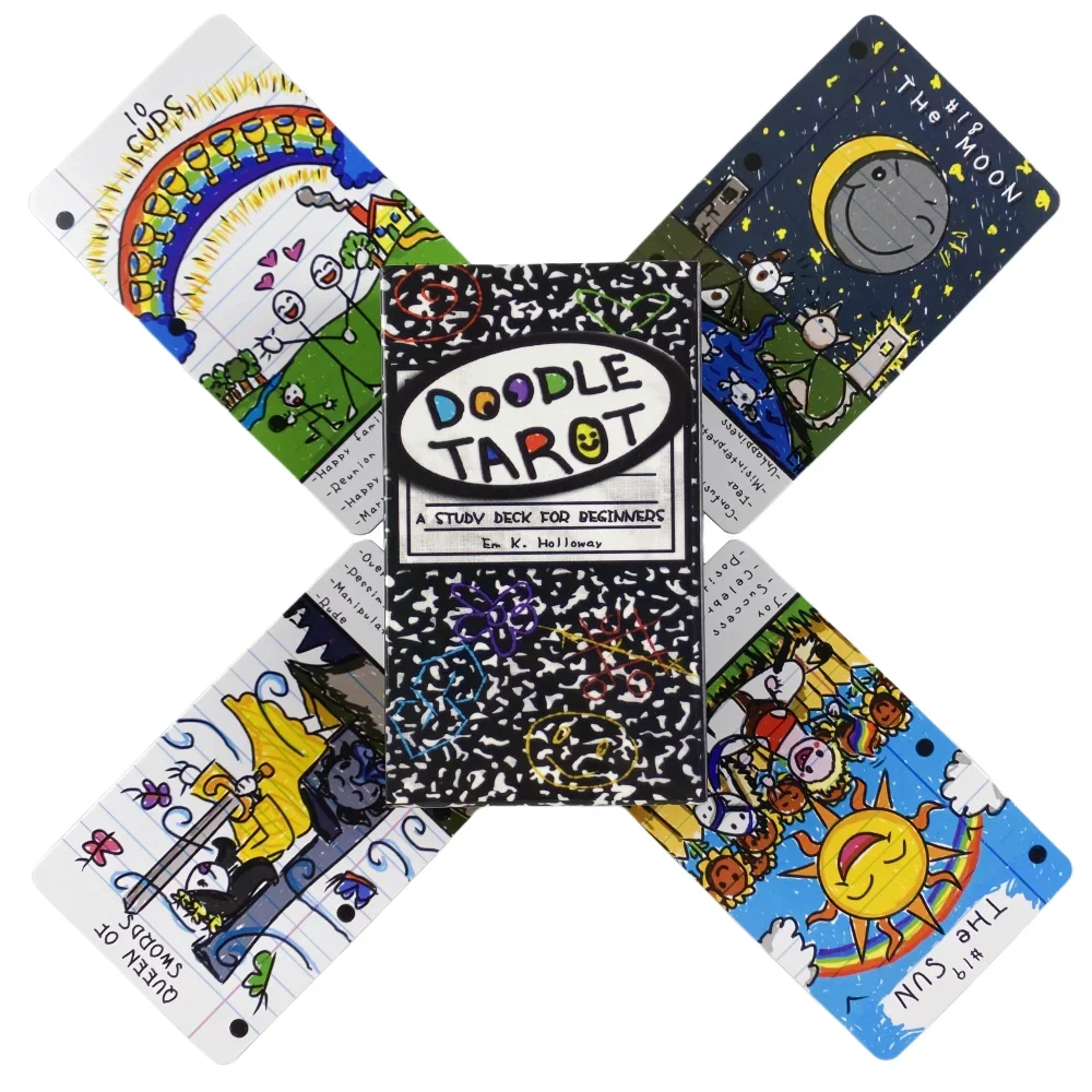 Doodle Tarot Cards A 78 Study Deck For Beginners Deck Oracle English Visions Divination Edition Borad Playing Games