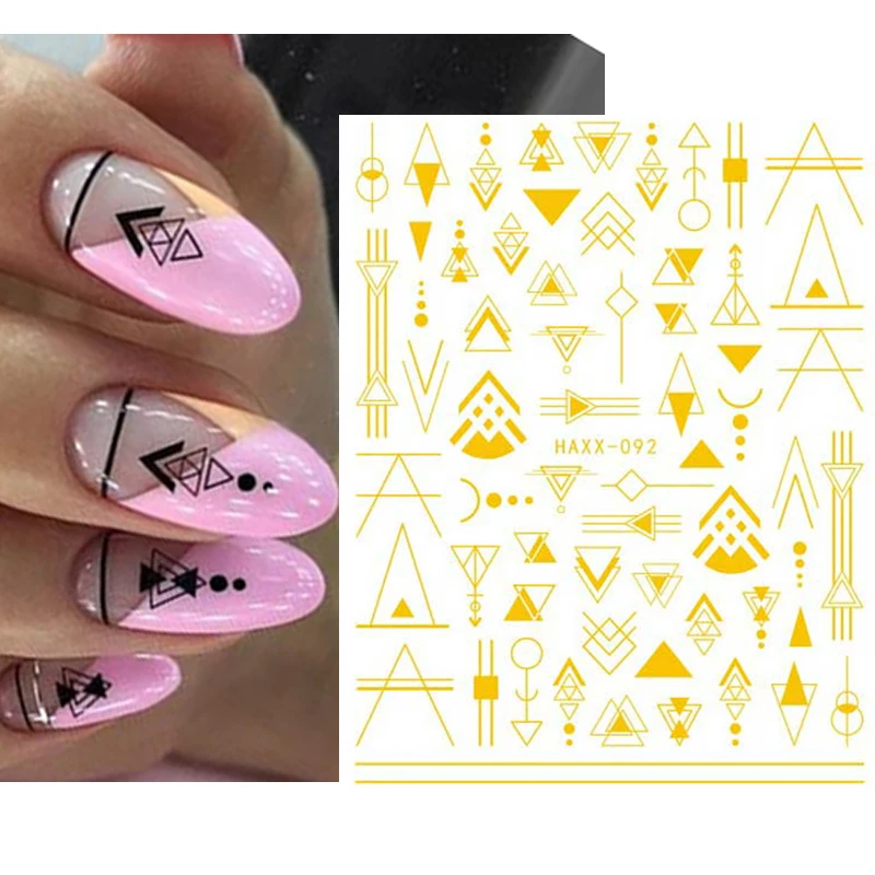 Decalcomanie per Nail Art 3d linee geometriche nere disegni cursori adesivi adesivi per unghie decorazione per Manicure