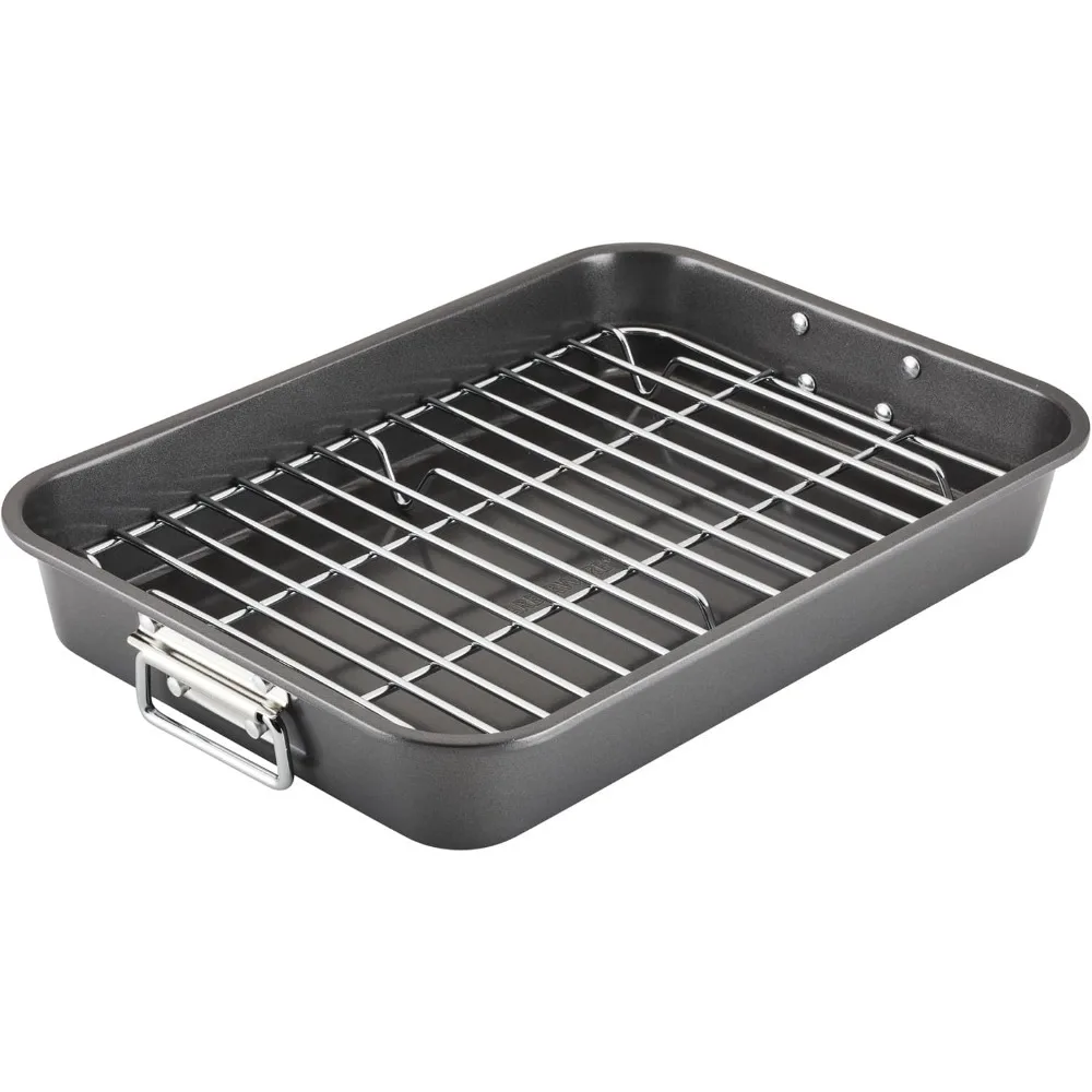 

Heavy Duty Roasting Pan, Nonstick Bakeware with Handles for Turkey BBQ, Oven To Table Serving Dish
