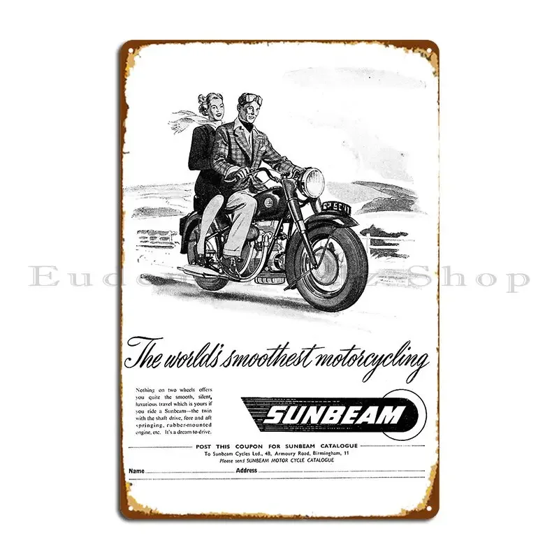 Vintage Sunbeam Classic Motorcycle Advert Metal Plaque Create Designing Wall Decor Wall Plaque Pub Tin Sign Poster