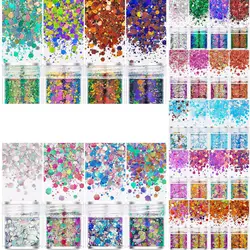 4bottle/Set Chameleon Sequins Face Nail Art Body DIY Craft Design Mirror Hexagon 3D Glitters Flakes Silicone Mold Nail Art Makin