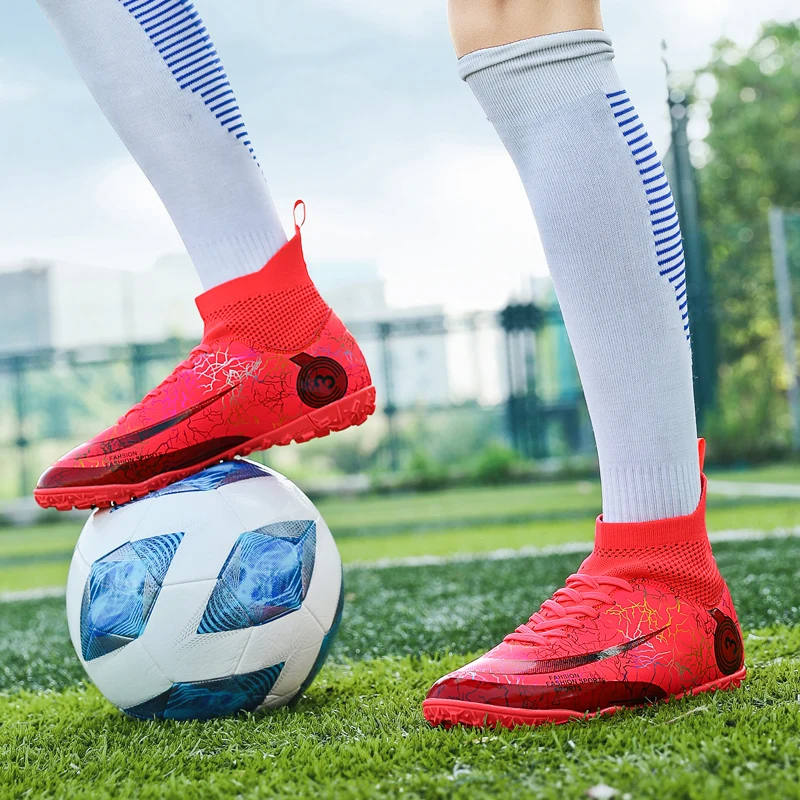 Zapatos de fútbol Unisex de gran tamaño, botas de fútbol de entrenamiento al aire libre, tacos de fútbol de césped antideslizantes para interiores