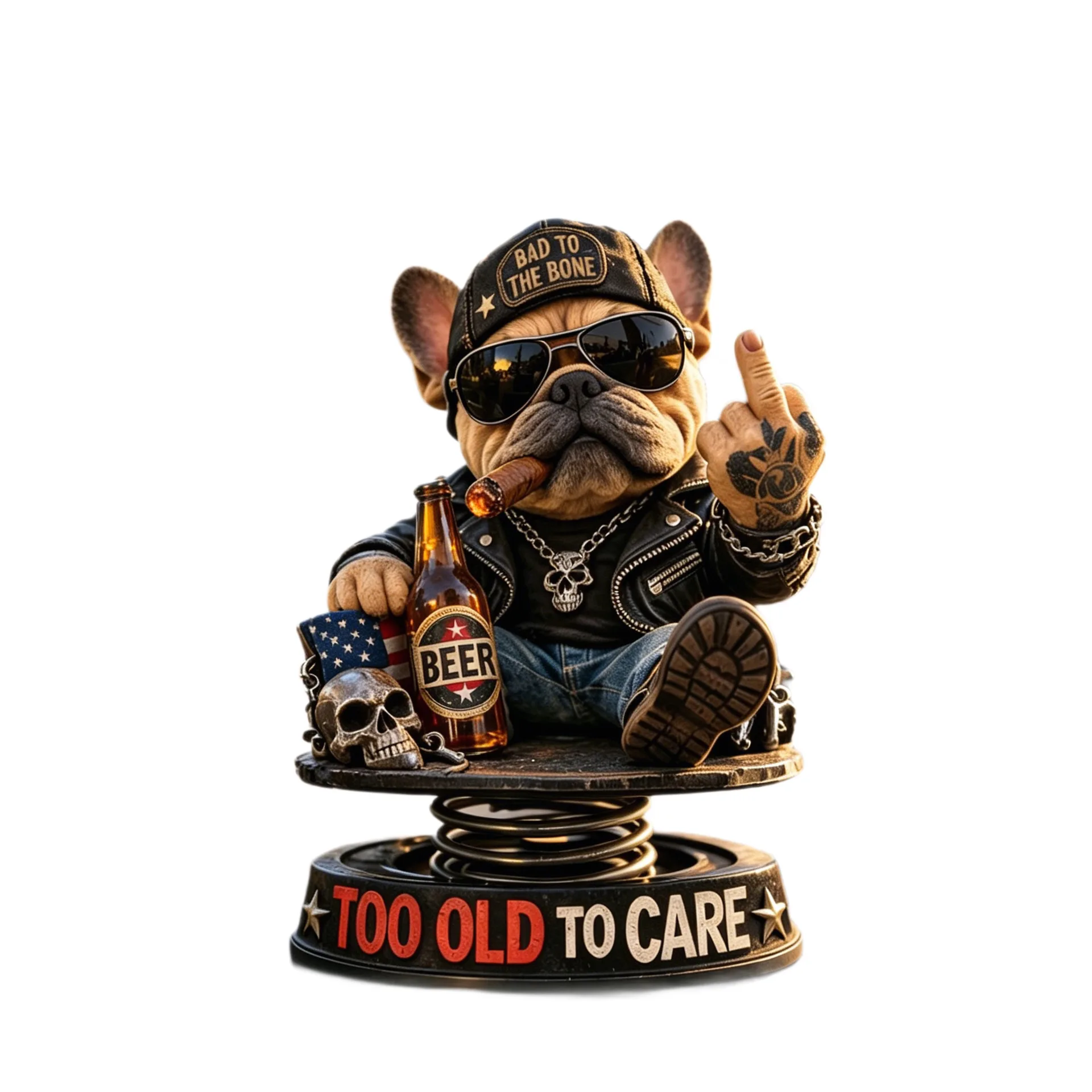 Cool Punk Resin Middle Finger French Bulldog Bobblehead Car Ornament Funny Trucker Dashboard Decor Unique Gift For Auto Interior