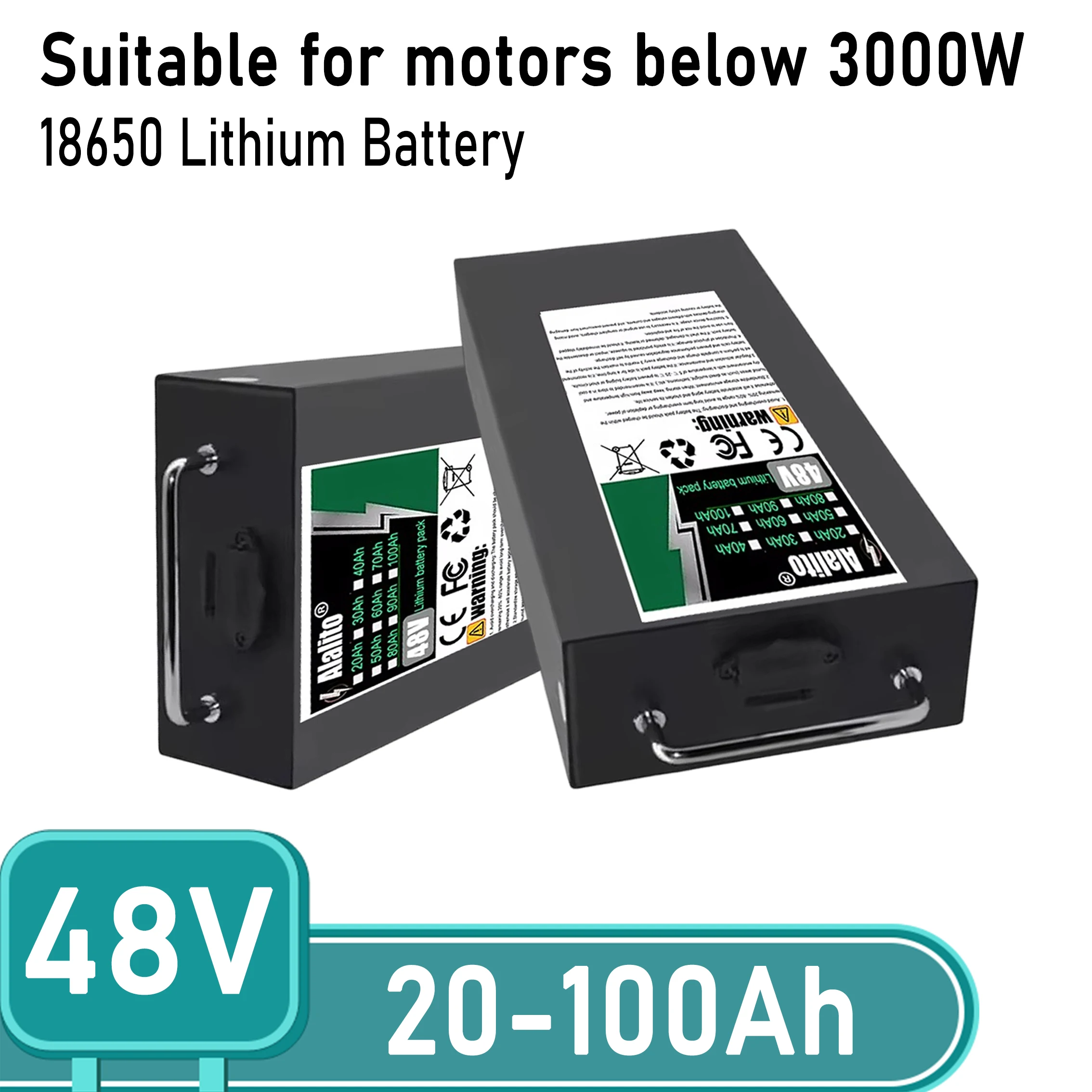 Brand new battery cell production, 48V-50AH, built-in BMS protection, suitable for electric vehicles with 500-3000W motor power