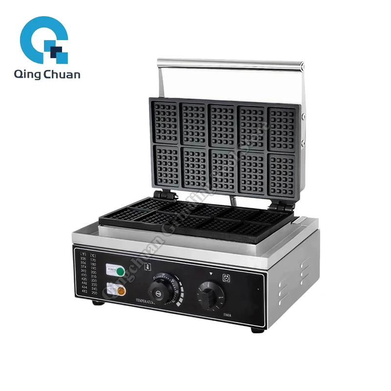 

Electric Waffle Maker Automatic Square 10-Grid Non-Stick Stainless Steel Kitchen Equipment Bubble Waffle Maker Machine