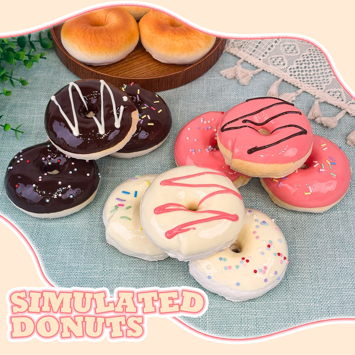 3pcs,Fake donut food models are great for gift decoration, suitable for giving people funny gifts