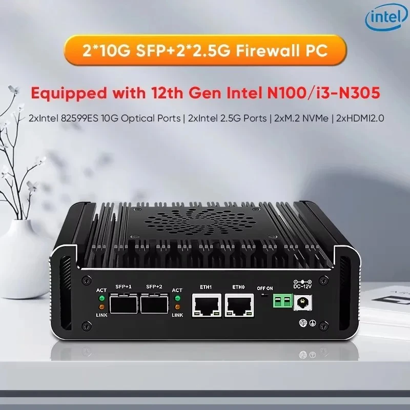 CWWK 2x10G SFP Solid Firewall Router Intel i3 N355 N305 N150 2xi226-V 2.5G Mini PC 2xNVMe 2HD DDR5 pfSense Proxmox ESXi AES-NI