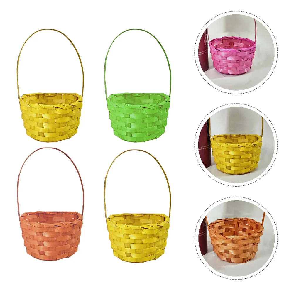 

4 Pcs Fruit Washing Basket and Container Mini Bamboo Baskets for Gifts Easter Women's Woven