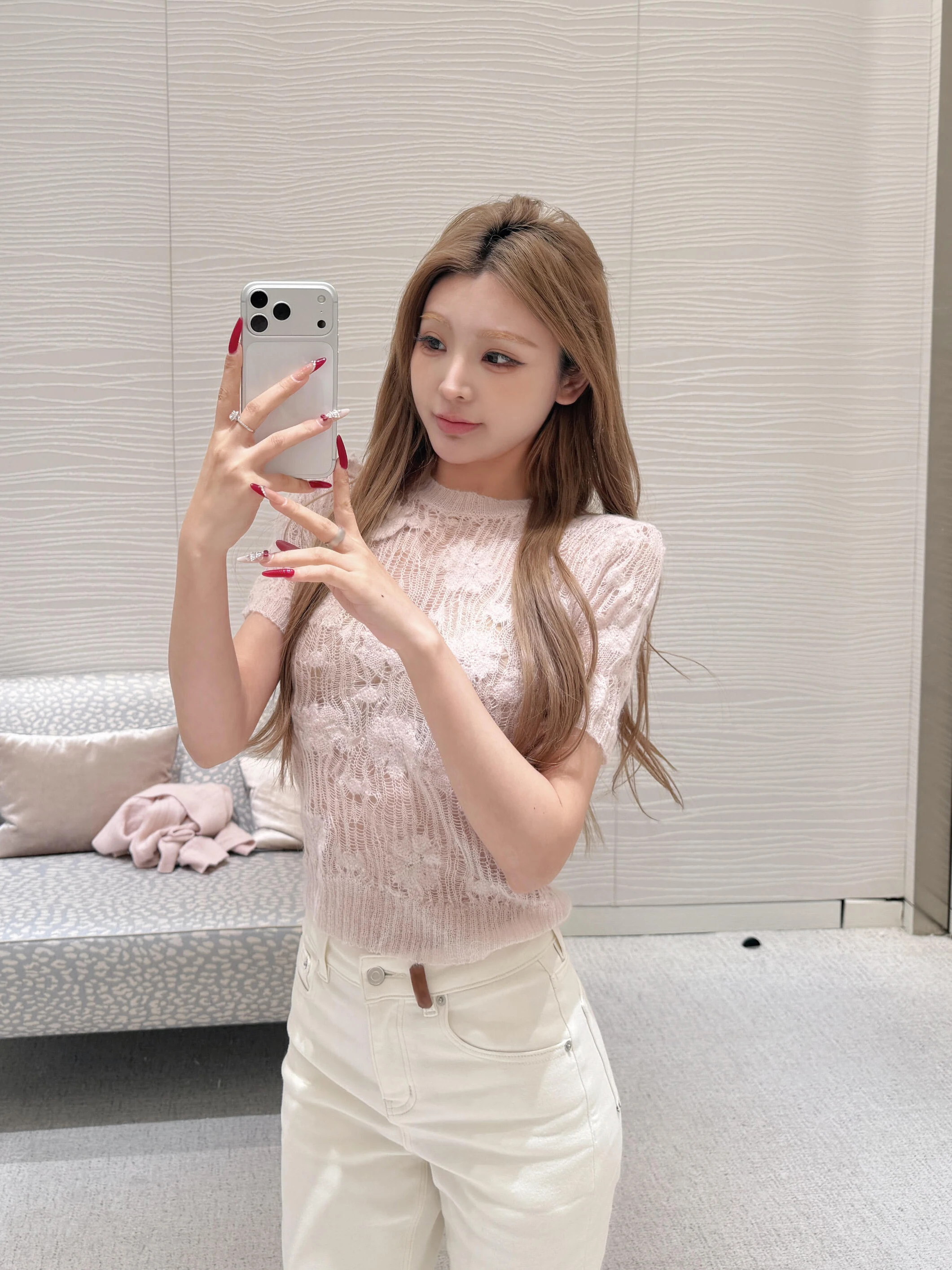 

Pink Soft Knitted Short Sleeve Women's Summer 2026 New Unique Beautiful T-Shirt High End Chic Top French Style Universal Fit ...