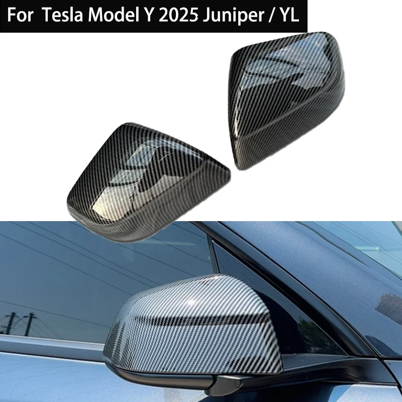 Car Paste Side Door Mirror Cover For Tesla Model Y 2025 Juniper / YL ABS Sides Rearview Cover Gloss, Matte(Carbon Look/Black)