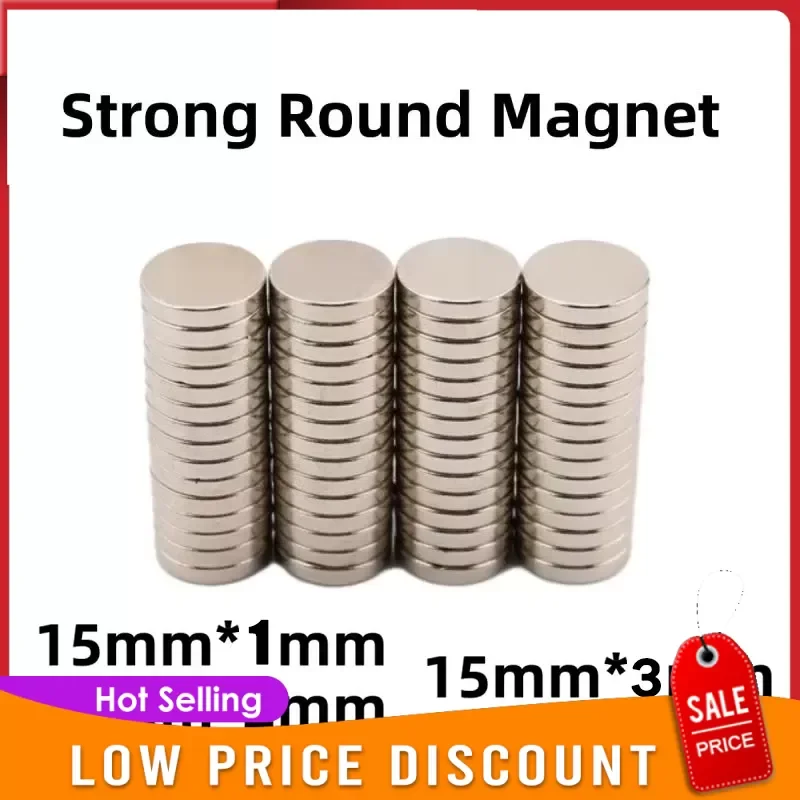 10~50pcs Round Magnet 15x1mm 15x2mm 15x3mm Neodymium N35 Permanent NdFeB Super Strong Powerful Magnetic Imane Disc