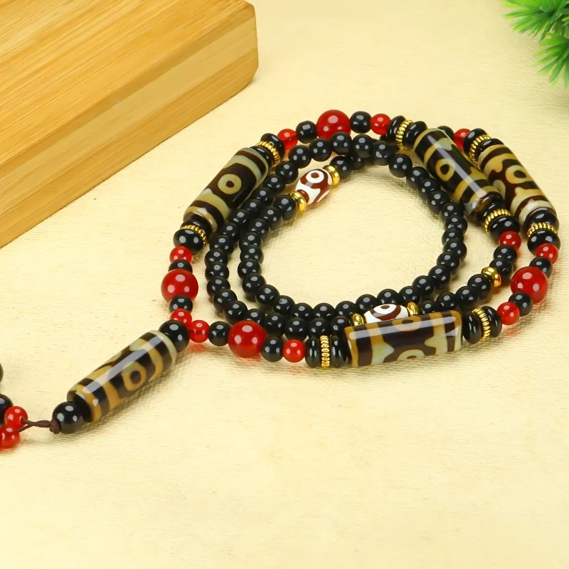 

A Bohemian Agate Bead Necklace, Vintage Sweater Chain Jewelry