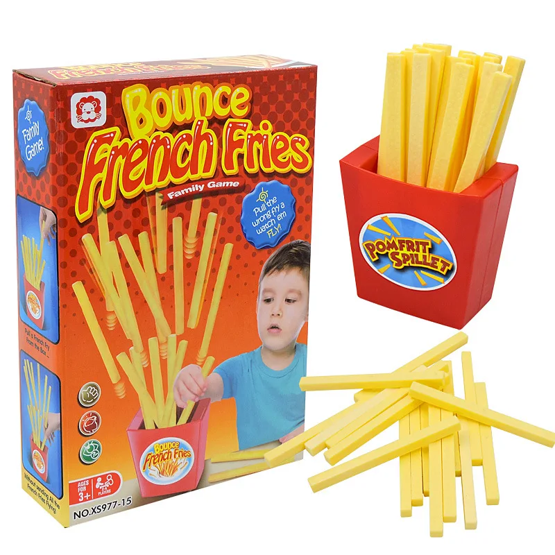 Draw french fries toy fun party multiplayer tabletop game prank bounce french fries tabletop game (sticker style random)