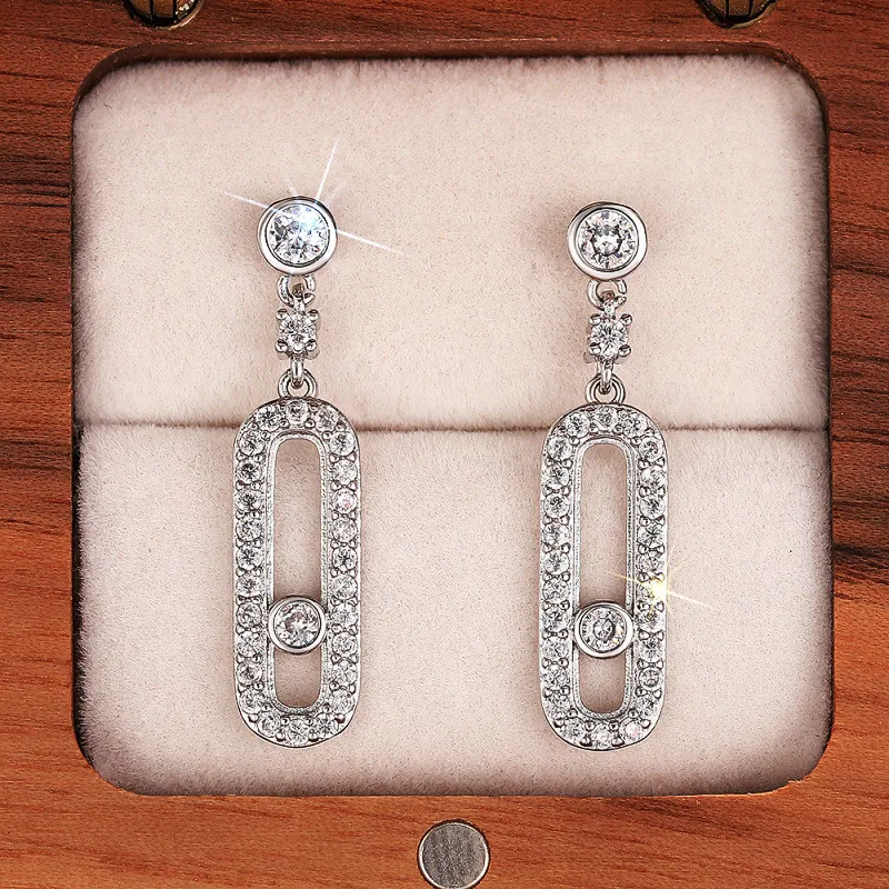 925 فضة انخفاض الأقراط الإناث مجوهرات الخطوبة مع الزركونيا الرائعة أزياء سيدة اكسسوارات الزفاف هدية