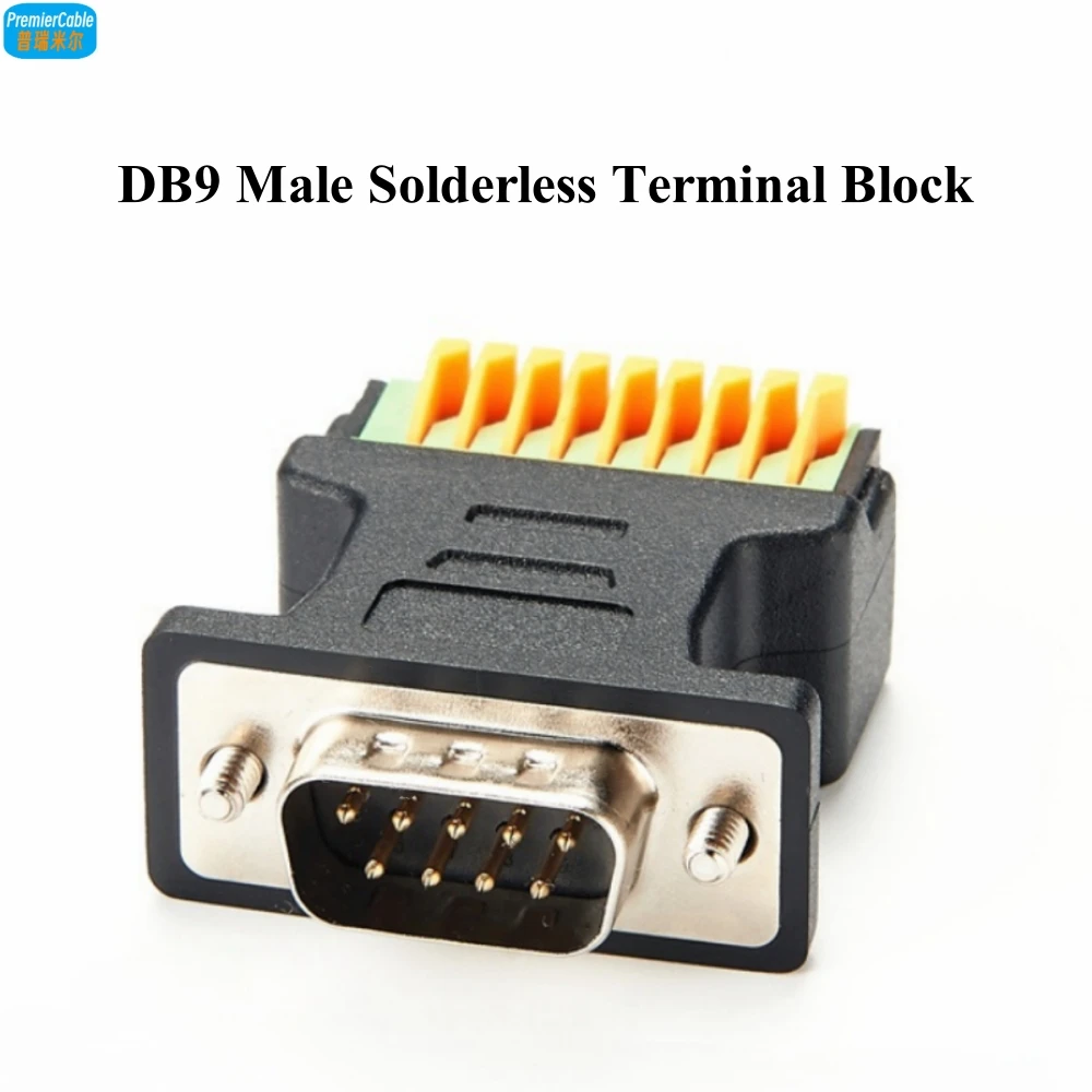 DB9 Male Solderless Terminal Block D-Sub 9Pin to Spring Wiring Adapter DB9 to 9Pin Crimp Press Terminal Block Adapter Converter