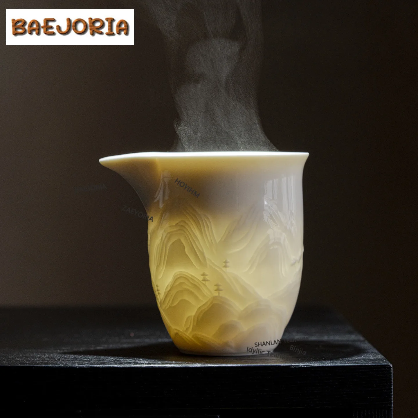 

240ml Imitation Song Ding Kiln White Relief Tea Pitcher Tea Divider Cha Hai Dispenser Justice Cup Fair Mug Tea Items Supplies