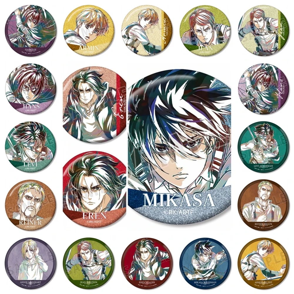 58mm Anime Attack on Titan‌ Annie Leonhart‌ Levi Ackerman Armin Arlert‌ Cosplay COSTUME Badge Pin SPTE Tinplate Brooch Gilf﻿