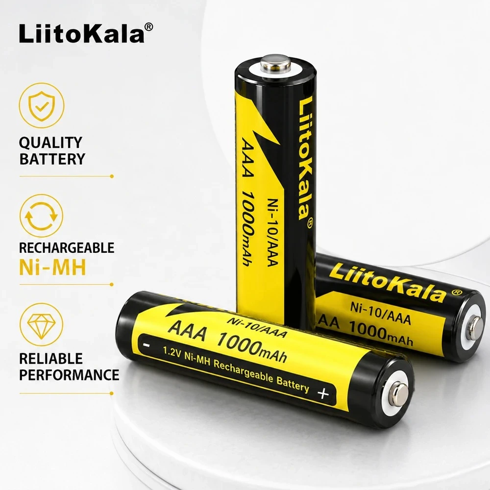 LiitoKala AAA Rechargeable Batteries 1.2V 1000mAh Ni-MH Ni-10/AAA Battery for Garage Door Remote Toys Mouse 1-25pcs