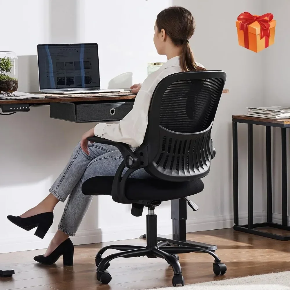 Cadeira ergonômica do computador do escritório, Mid-Back Mesh, Rolling Work Swivel Task Chairs with Wheels, Confortável