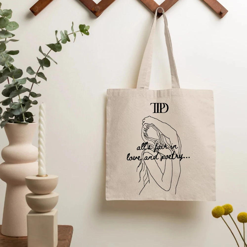 Ziet Er Schattig Swiftie Geïnspireerde Merchandise Tijdperken Tour Print Damestas De Gemartelde Dichter Canvas Draagtassen Boekenliefhebber Grote Capaciteit