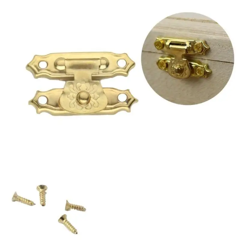 

652F Pack of 8 Retro Styles Hasp Latches and Hinges for Jewelry Box and More