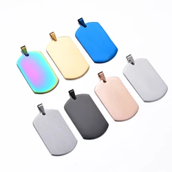 10pcs Wholesale Stainless Steel Military Army Style ID Blank Dog Tags Pendant Rectangle Necklace Jewelry Accessories  (7 Color)