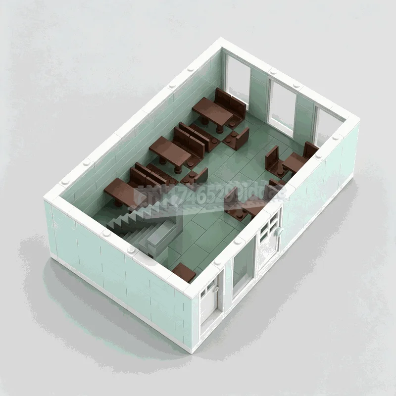 1552PCS MOC Modular Grocery Store Park Restaurant Street View Model Custom Puzzle Building Blocks Architecture DIY Assembly Toy
