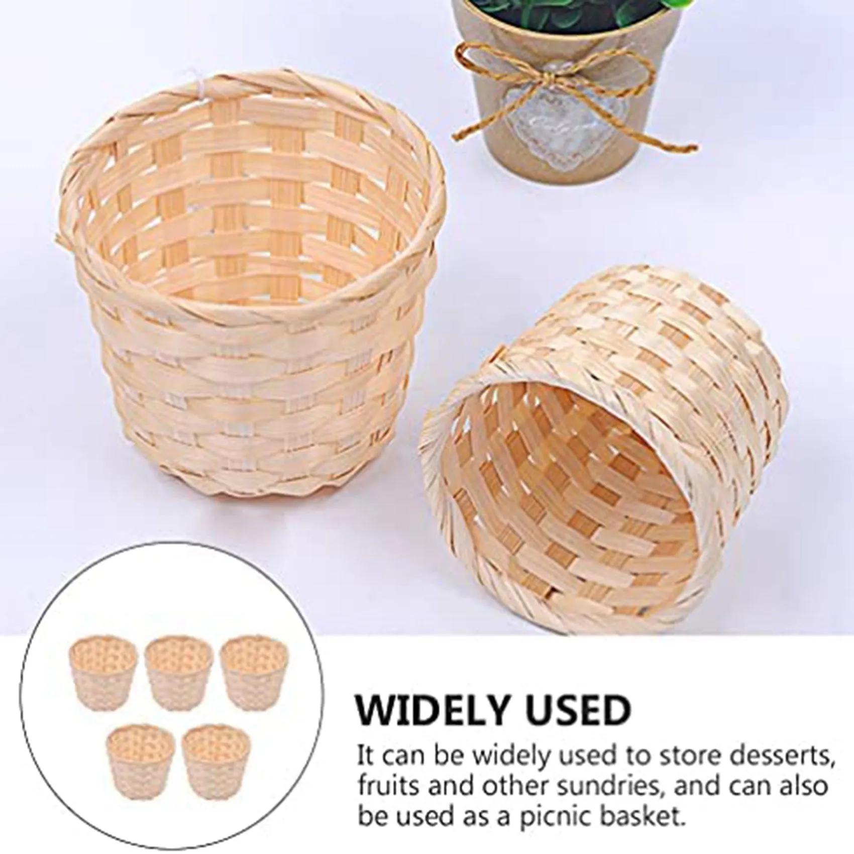 5PCS Mini Woven Baskets Without Handles for Party Favors Crafts Decor Suitable for Various Occasions(7.5X6cm)