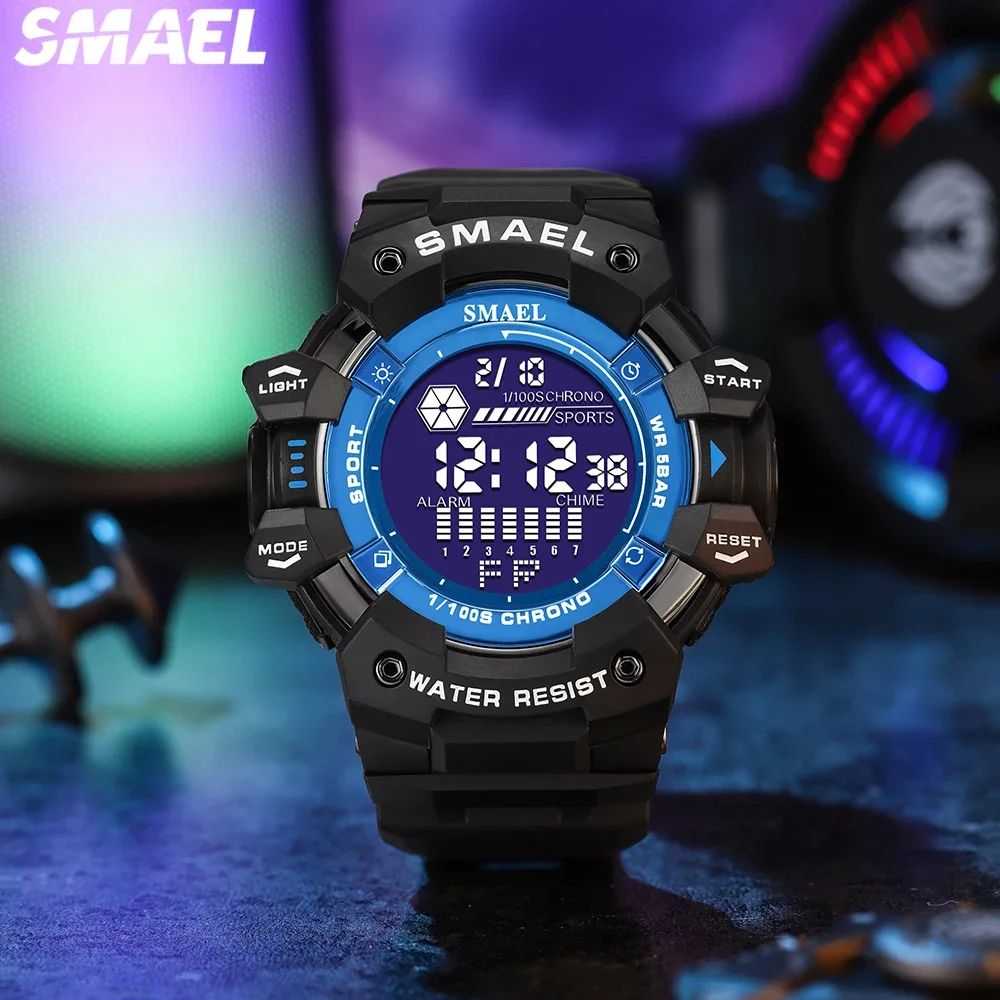 SMAEL digital large dial personalized trend sports multifunctional luminous 50 meter waterproof men\'s watch 8050