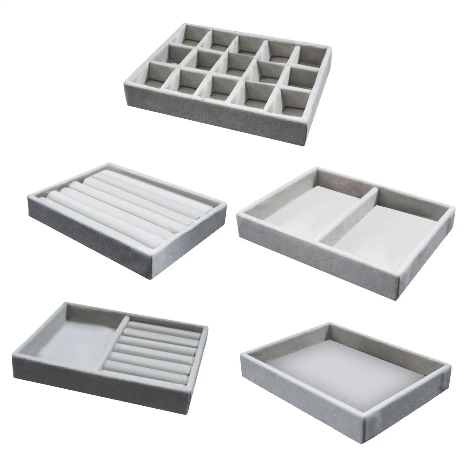 Jewelry Display Holder Shows Display Earrings Organizer Tray Rectangle Grey