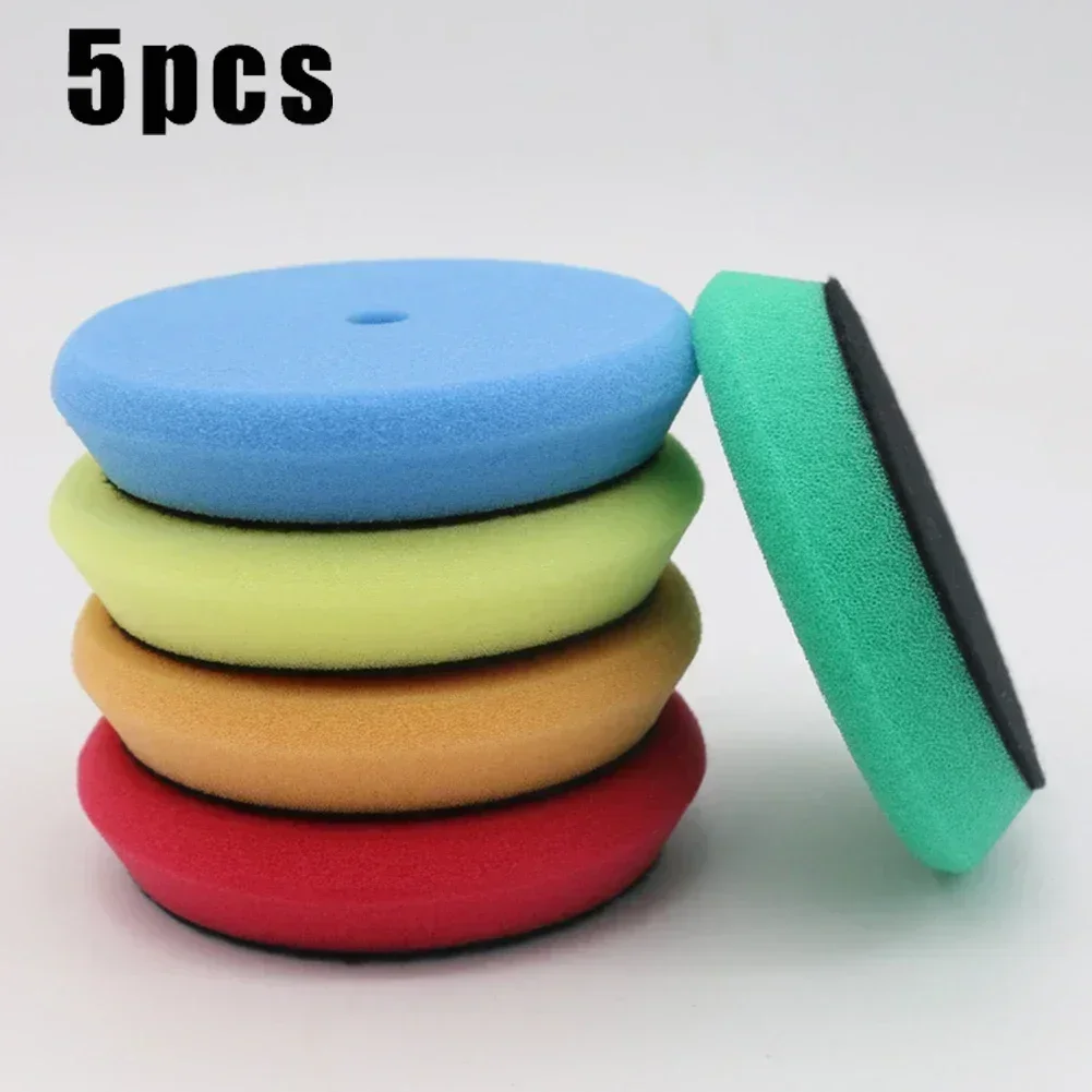 5Pcs 3inch 100mm Car Polishing Disc Buffing Waxing Pad Sponge Polishing Foam Pads For RO/DA Car Polisher Drill Adapter