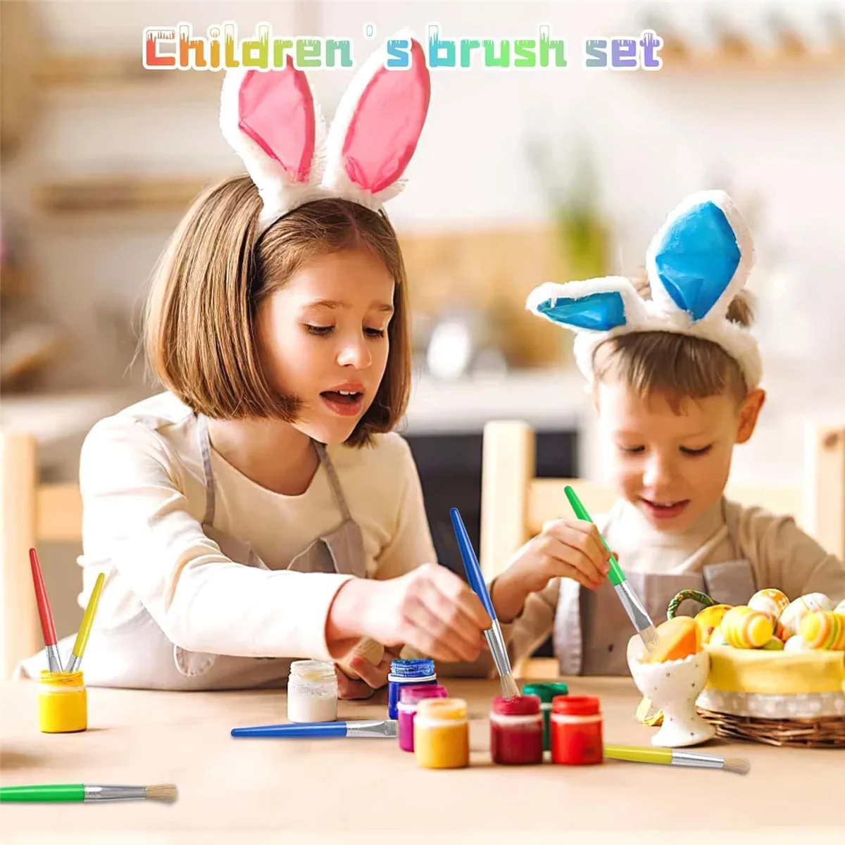 Kids Paint Brushes, 17Pcs Childrens Paint Brushes Set, Colorful Paint Brushes for Children Toddlers Beginners, Face