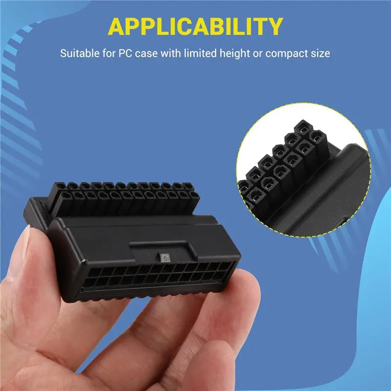 Superior-ATX 24 Pin To 90 Degree Power Plug Adapter RGB Motherboard Power Supply Cable Modular DIY Mounting Accessessory