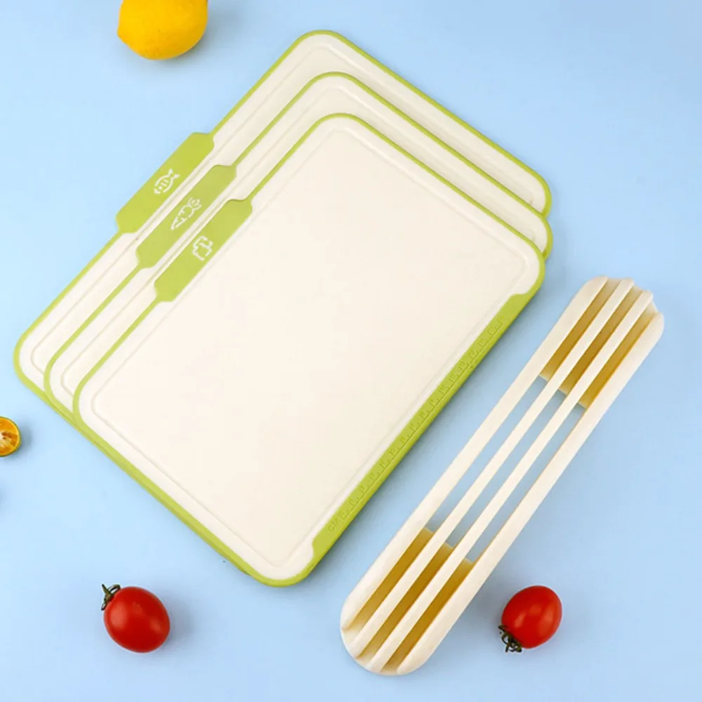 

Durable Non-Slip Cutting Board Square with Storage Stand Chopping Board Plastic Cutting Plate Mat For Seafood