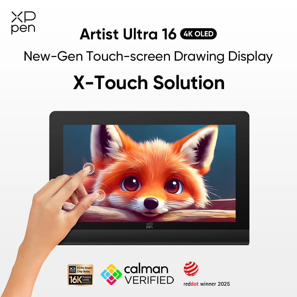 شاشة رسومات XPPen Artist Ultra 16 4K OLED شاشة رسم جديدة تعمل باللمس مع قلم مزدوج X3 Pro لرسوم متحركة النمذجة ثلاثية الأبعاد
