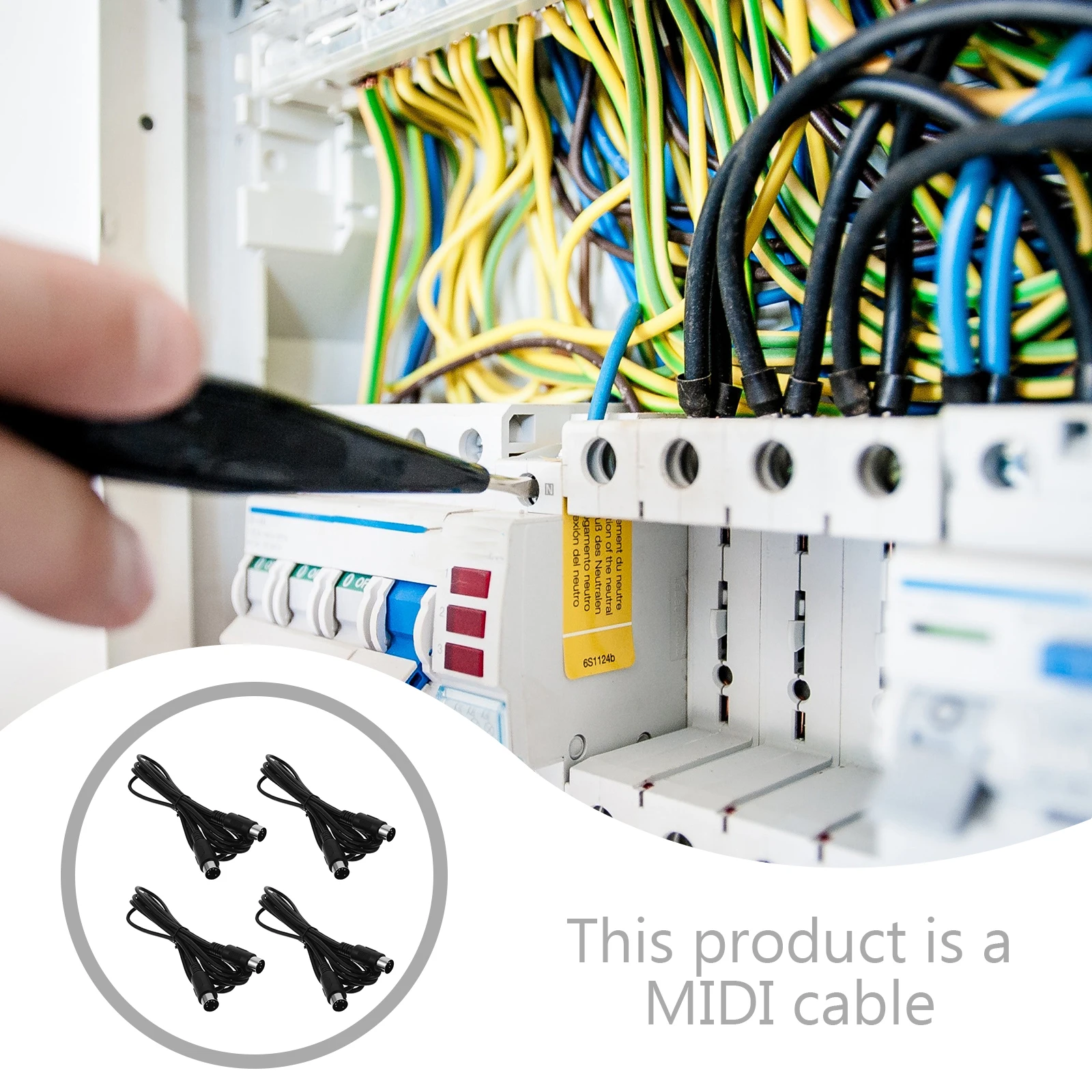 

4Pcs Midi Cable 3M Long 5-Pin Male to Male for Keyboard Synthesizer Electric Drum Instrument Audio Equipment Connection