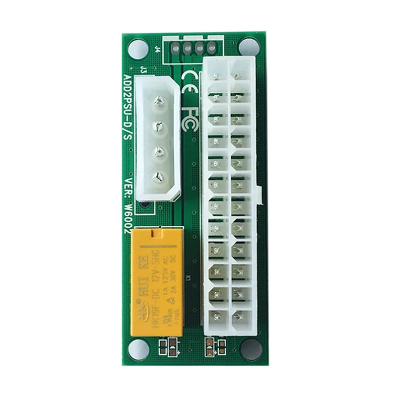 2 SZTUK Podwójny adapter zasilacza ATX 24Pin do 4Pin Power Sync Starter Card ADD2PSU Riser Adapter Extender do wydobywania BTC