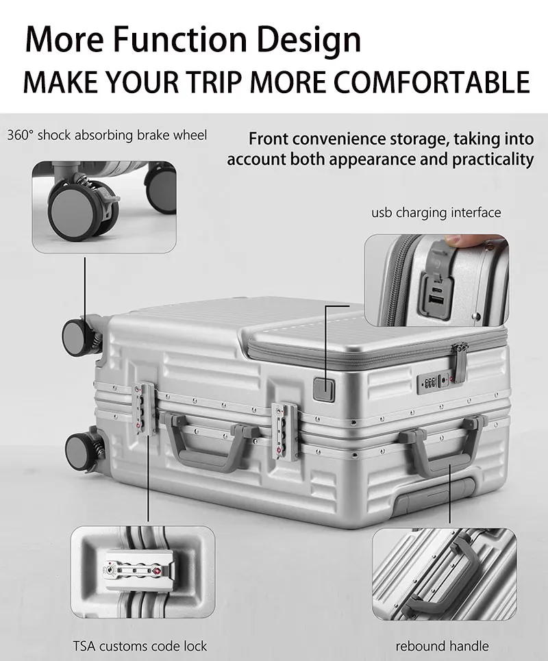 BunnyFly Trolley Case With Wheels Boarding Box 20/24 inch Travel Suitcase Large Size Luggage Men Carry-On Luggage Laptop Bag