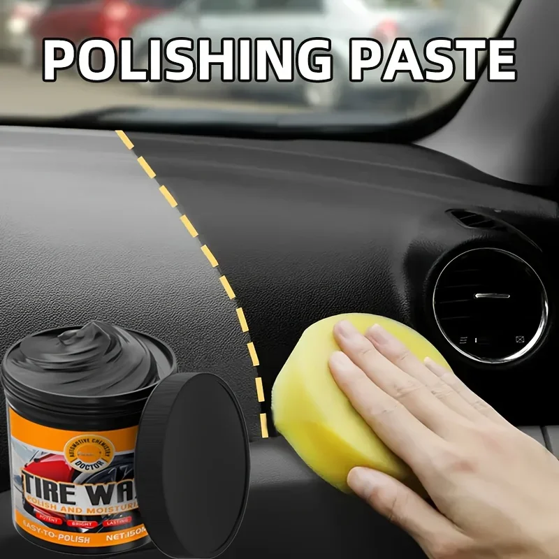 FARIEN 150g Car Interior Shine Restorer - Black Tire Gloss Wax & Leather Polish for a New Look, Auto Detailing