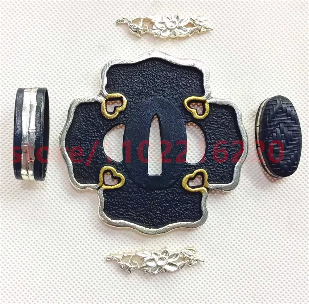 

New Brass Gold Plated And Silver Tsuba Handguard Guard Fuchi Kashira Menuki For Japanese Real Japan Samurai Katana Sword Fitting