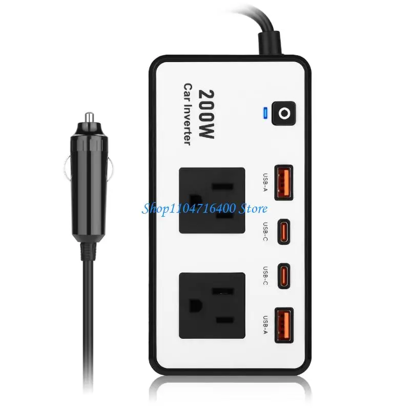 

y1gd 200W Car Inverter DC12V to 110V with USB C and USB A Fast Charging for Laptops
